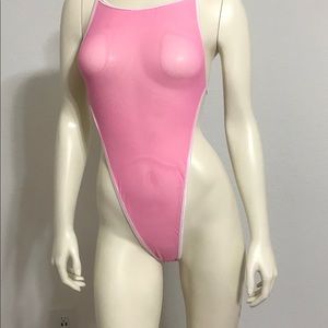 Pink mesh monokini GString back